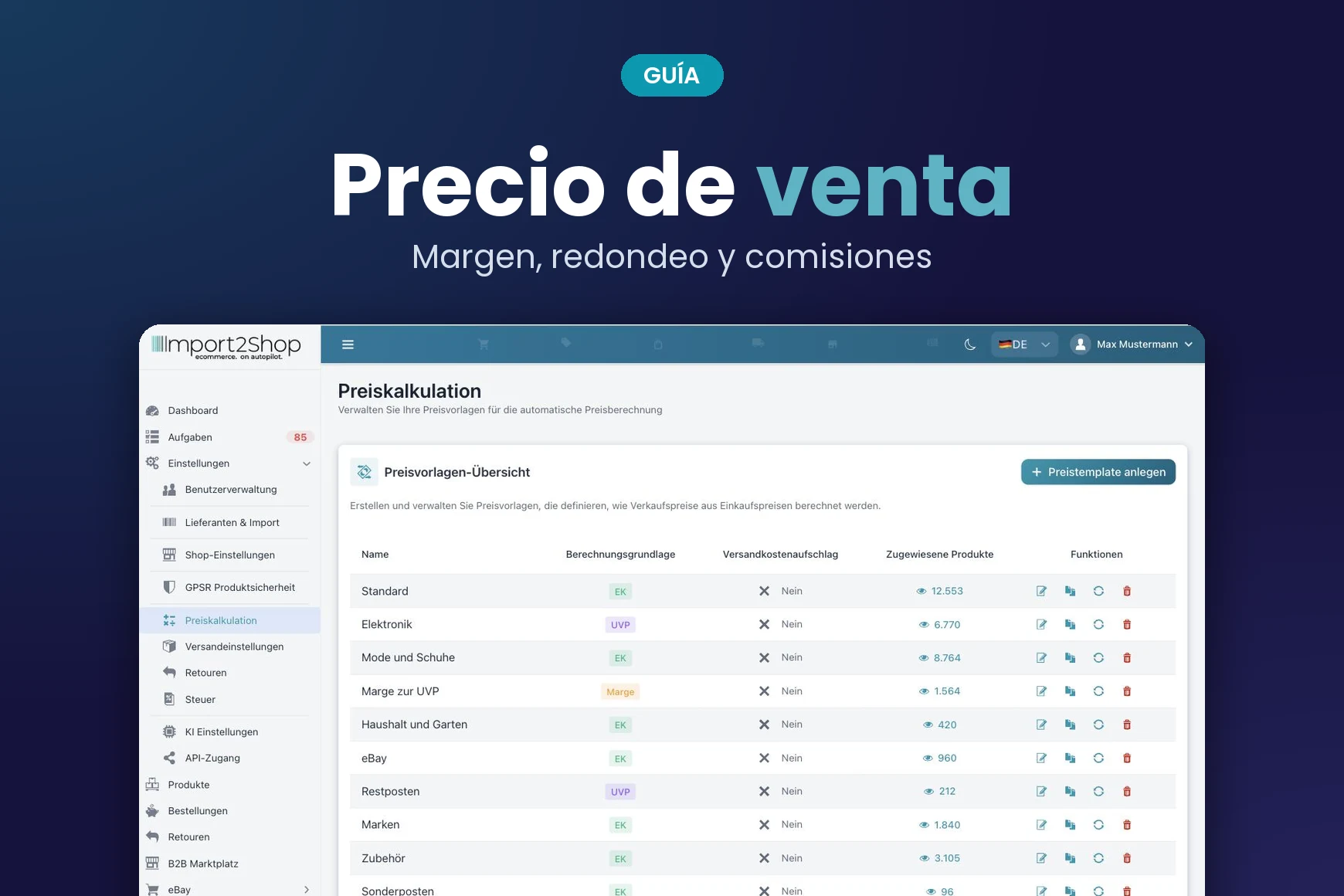 Guía: Precio de venta