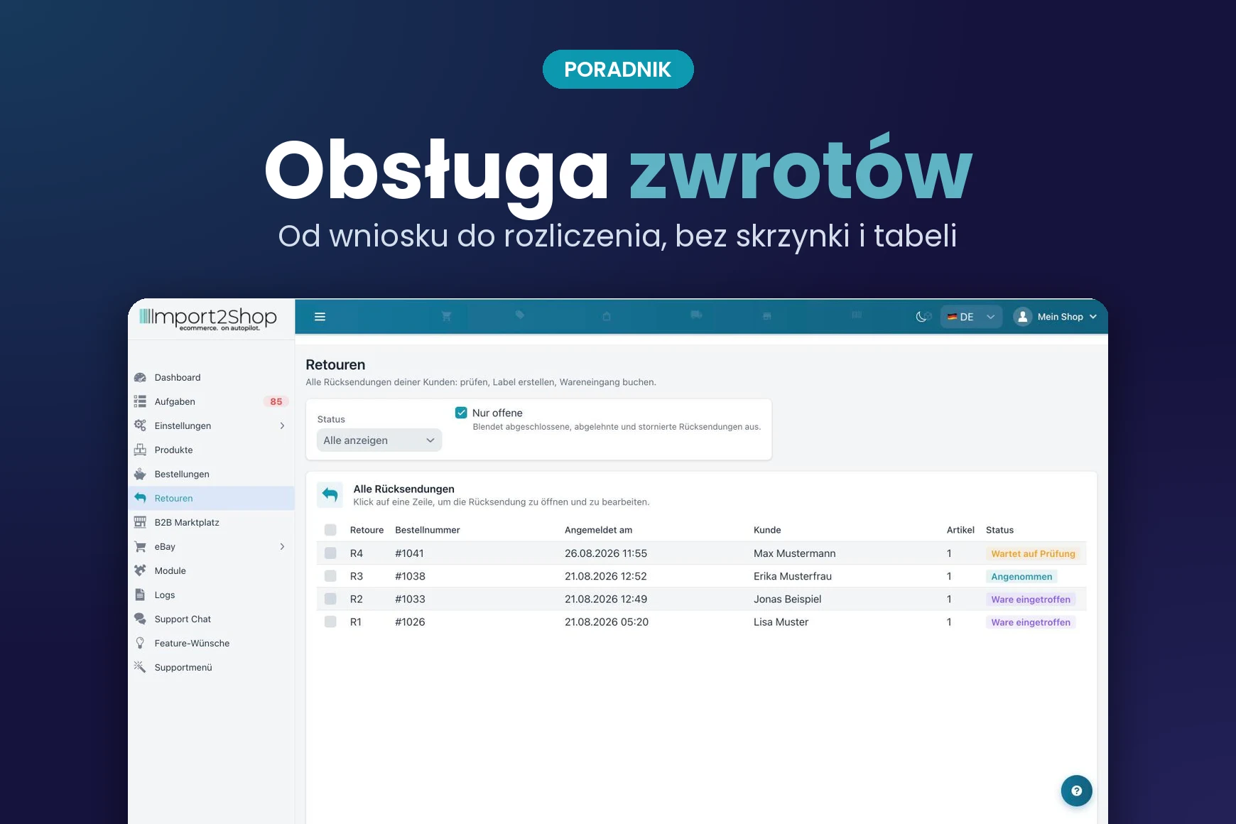 Poradnik: Obsługa zwrotów