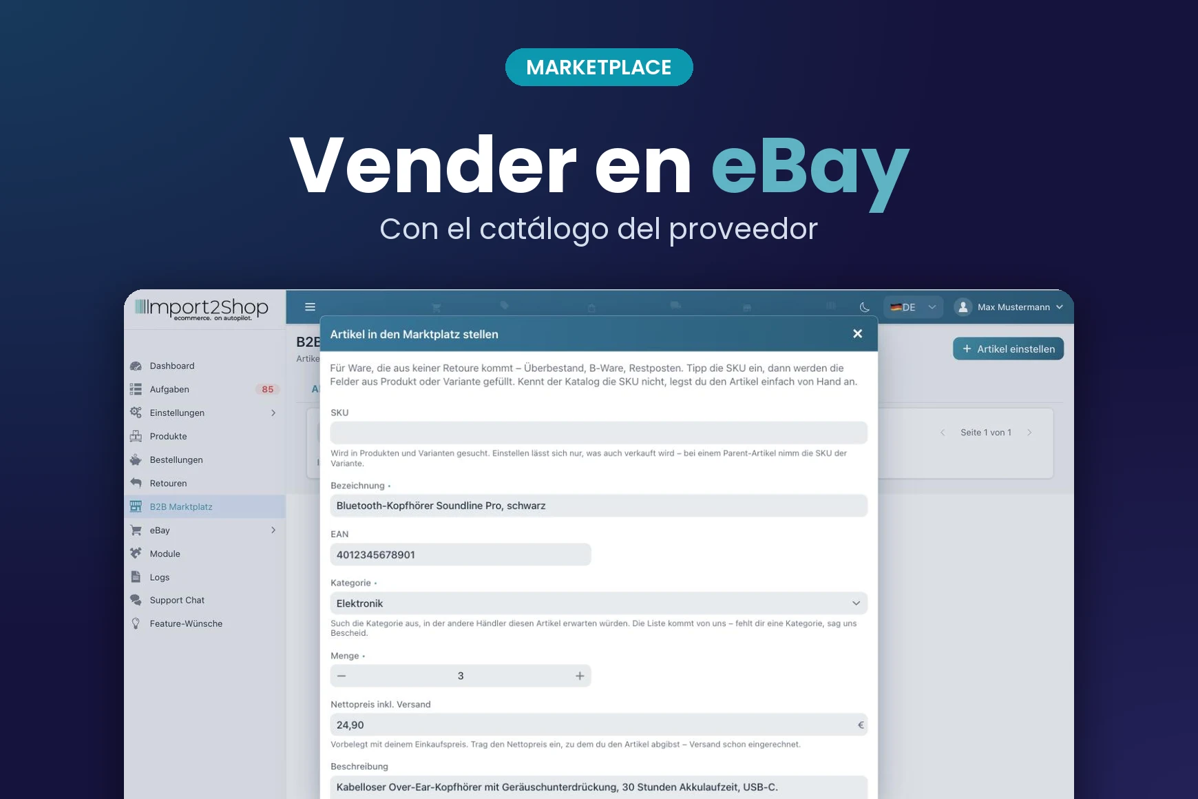 Marketplace: Vender en eBay